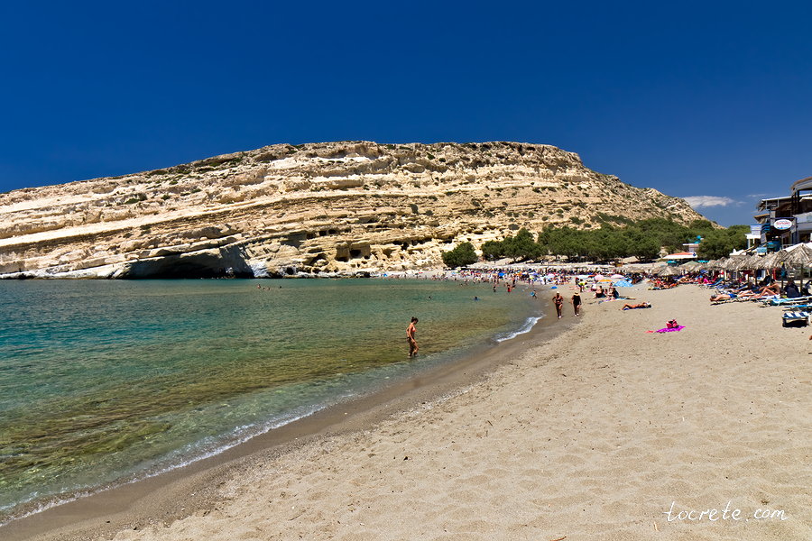 Пляжи на Крите с Голубым флагом - пляж Матала Пляжи на Крите с Голубым флагом - пляж Матала